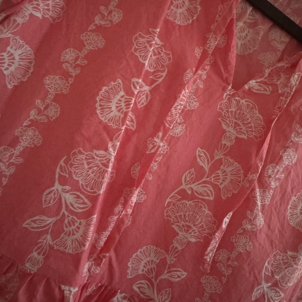 Time and Tru Coral Babydoll Dress with White Floral Design - Picture 2 of 4